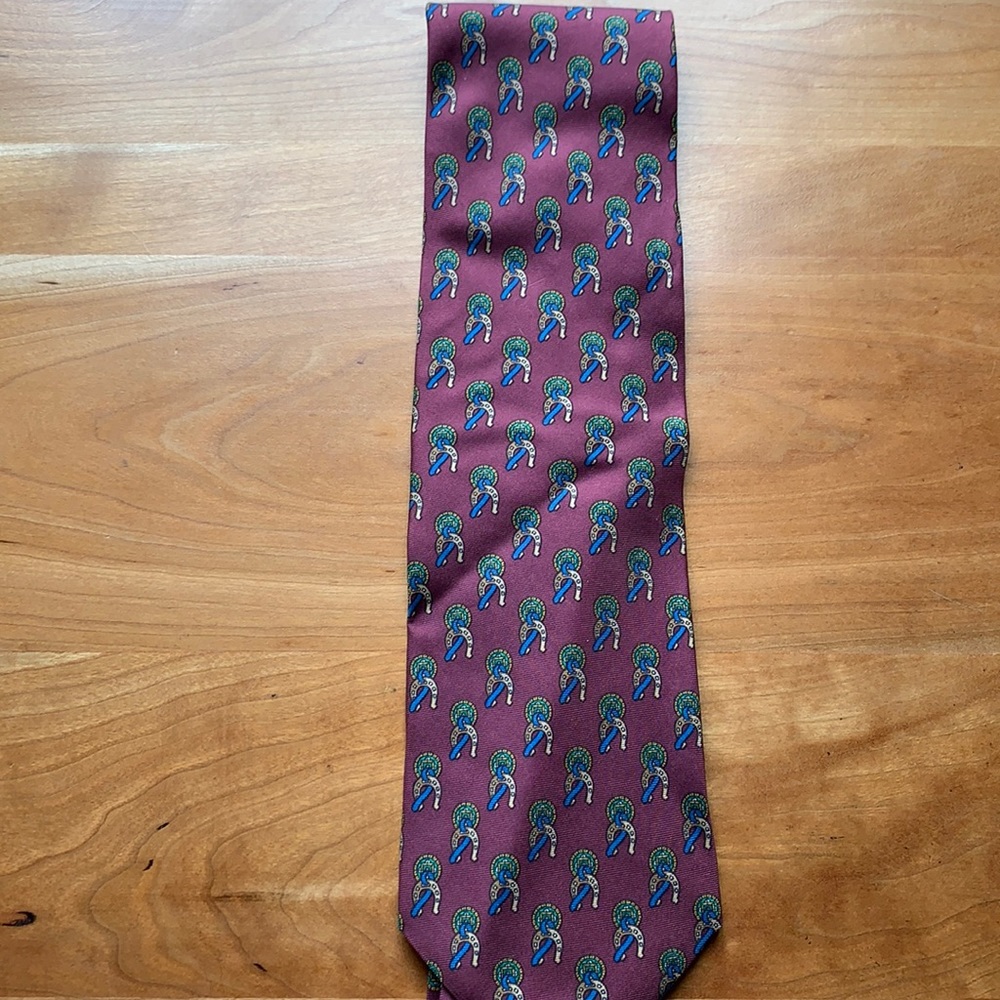 Paolo Gucci men’s silk neck tie dark red gold blue